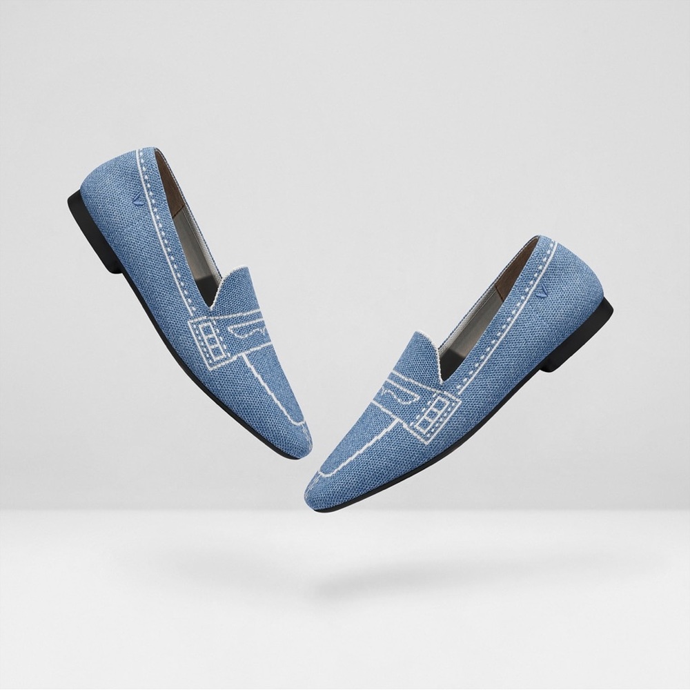 Vivaia Sierra Loafers Square-Toe Patterned Loafers-Denim Blue  38.5   US  7.5